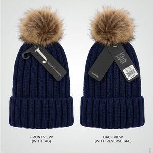 Navy Blue Kids Pom Pom Beanie
